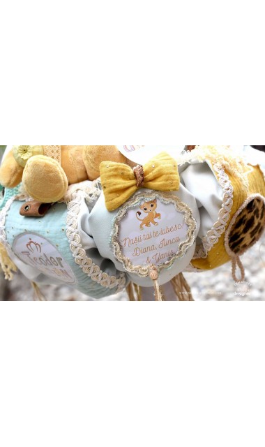 Lumanare de botez handmade cu jucarie de plus leut haios, Leul junglei 13